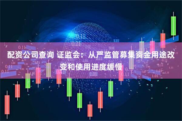 配资公司查询 证监会：从严监管募集资金用途改变和使用进度缓慢